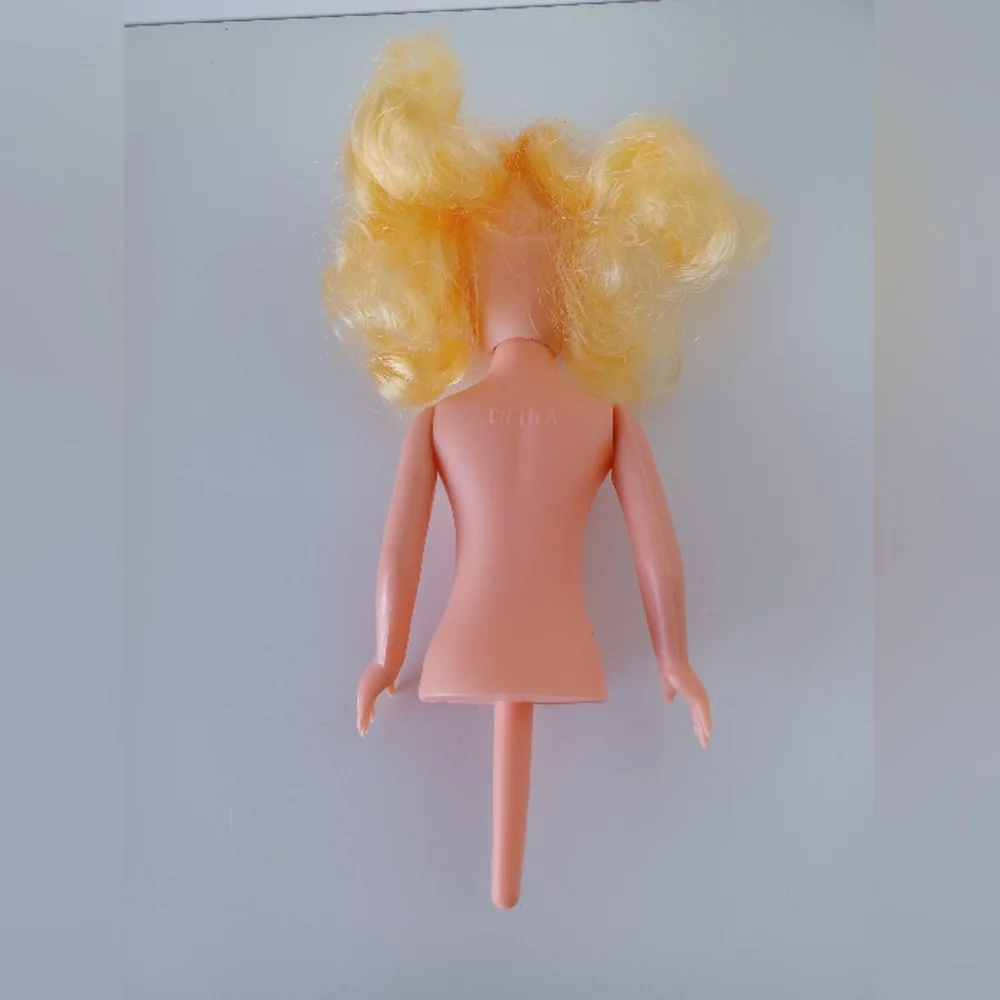 Vintage Blonde Doll Cake Topper Pick Blue Eyes Off Brand Retro Craft Decor